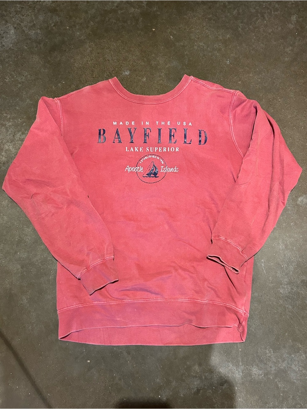 Comfort Colors Faded Coral Bayfield Crewneck Sweatshirt - Unisex S